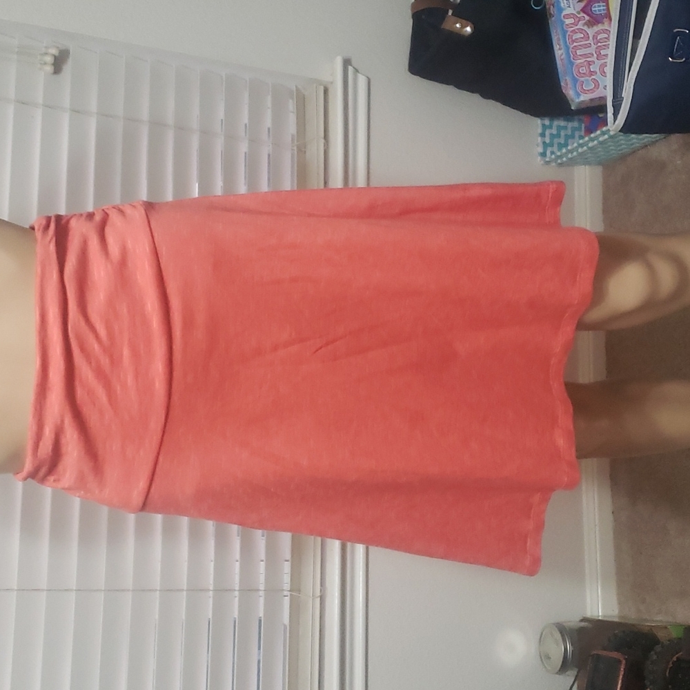 Toad & Co. L organic cotton marled / heathered orange sport skirt ruched sides